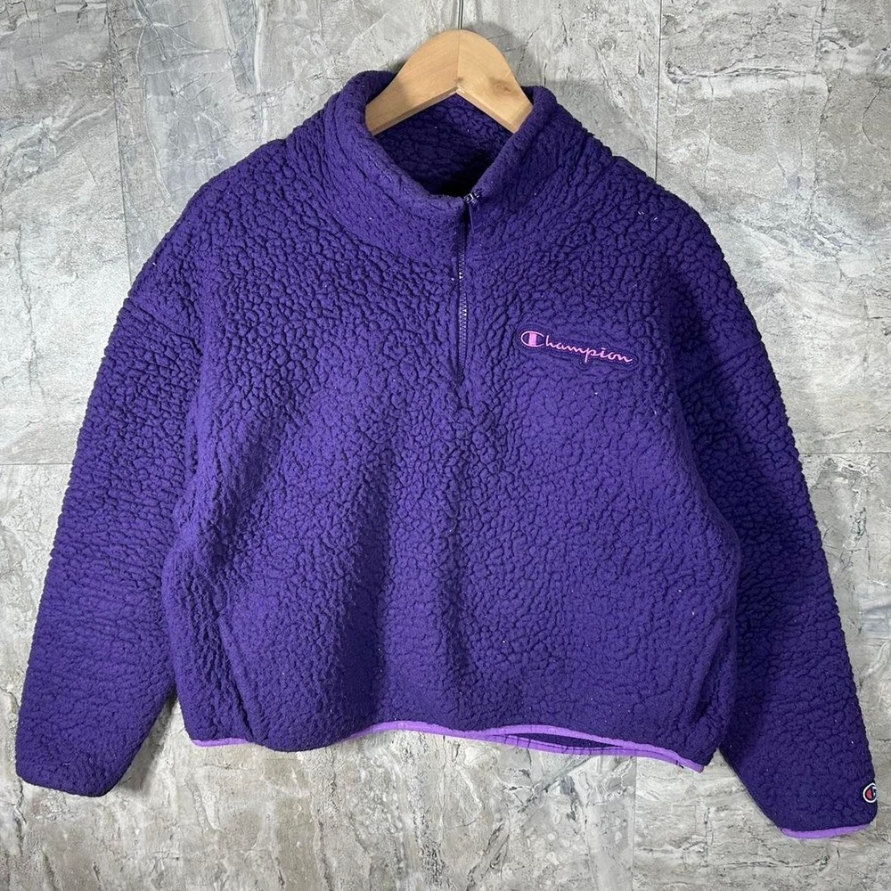 Champion Women's  Rich Purple 1/4 Zip High Pile Sweater fleece Jacket Size M